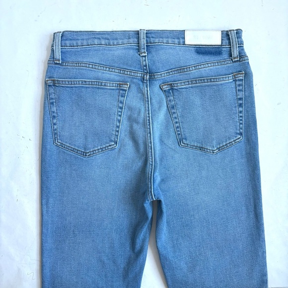 Redone 90’s High Rise Ankle Crop Button Fly Blue Denim Jeans 29 - Picture 5 of 17